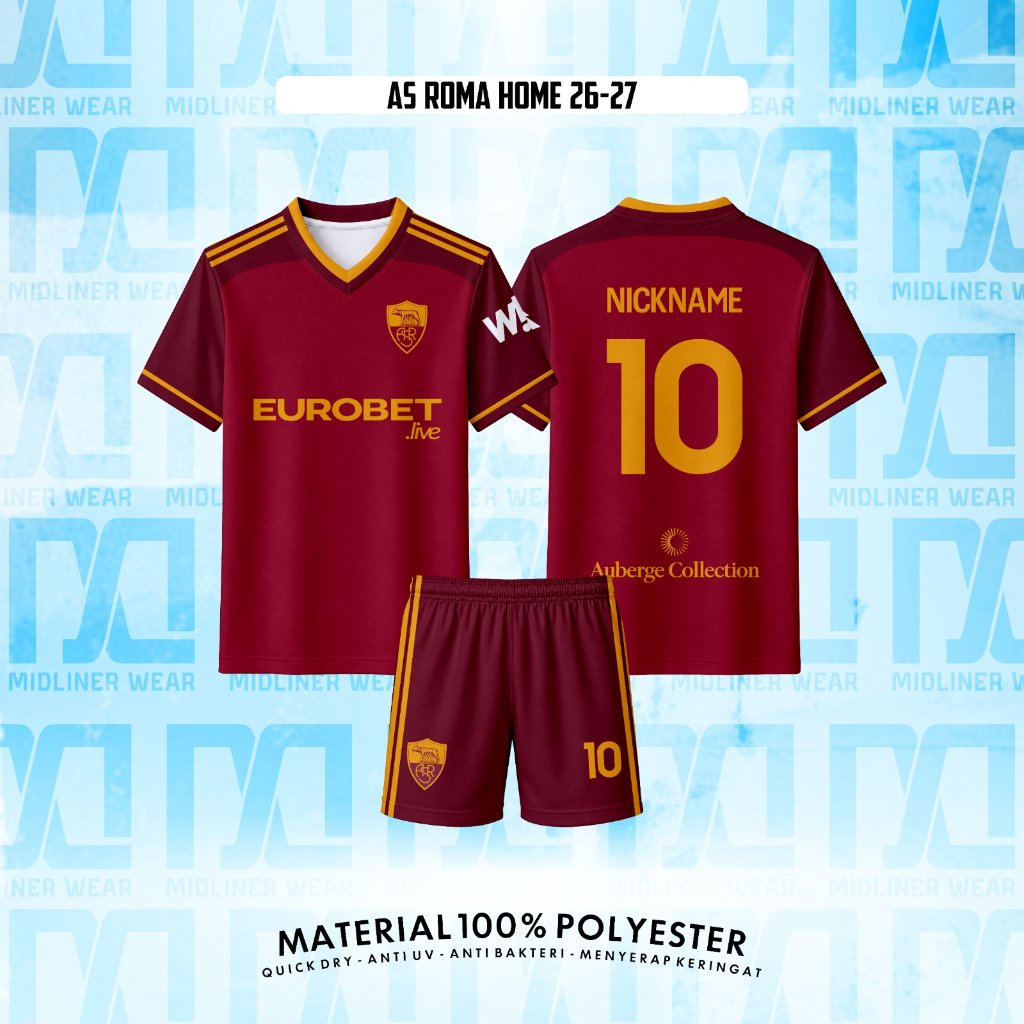 I GIALLOROSSI HOME 26/27 Top/Set ฟรีชื่อชุดและหมายเลขด้านหลัง