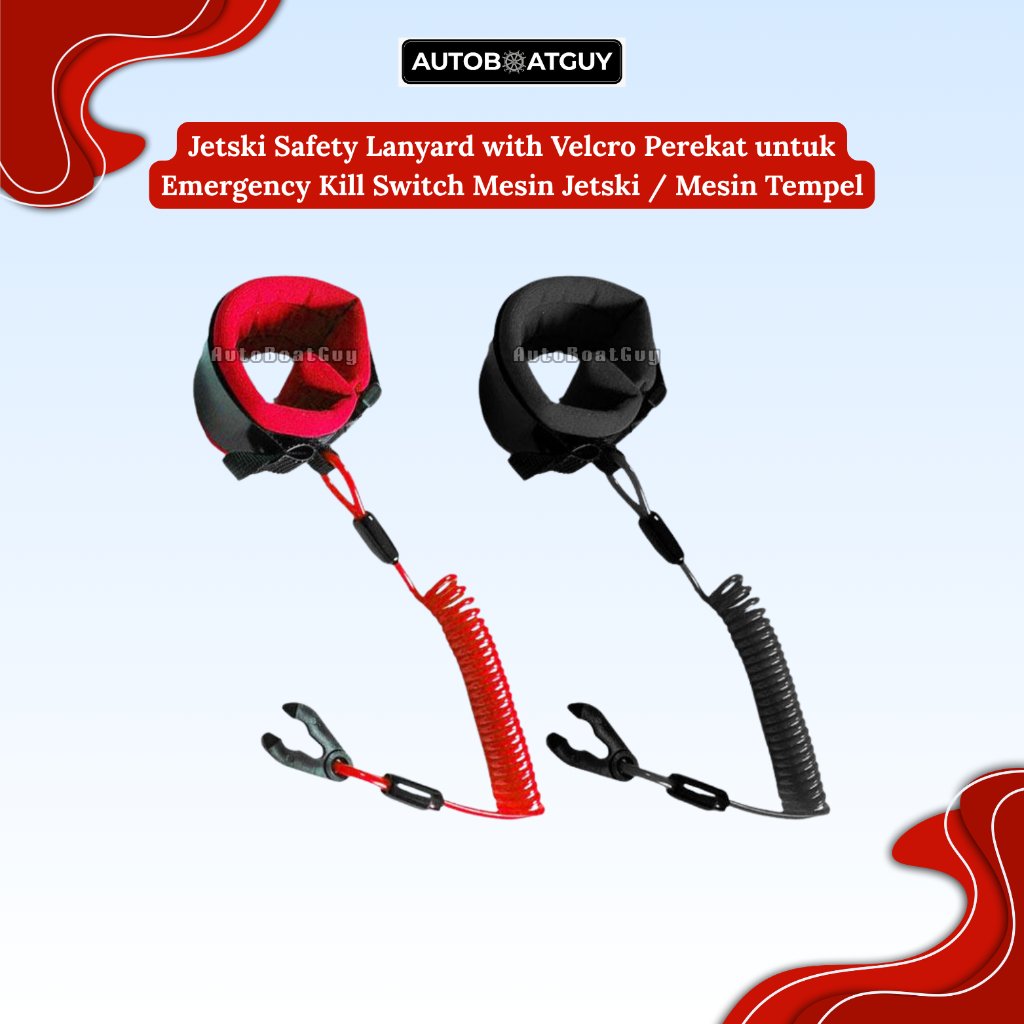 MESIN Jetski Safety Lanyard พร้อมเวลโครกาวสําหรับสวิตช์ฆ่าฉุกเฉิน Jetski เครื่อง / เครื่องกาว