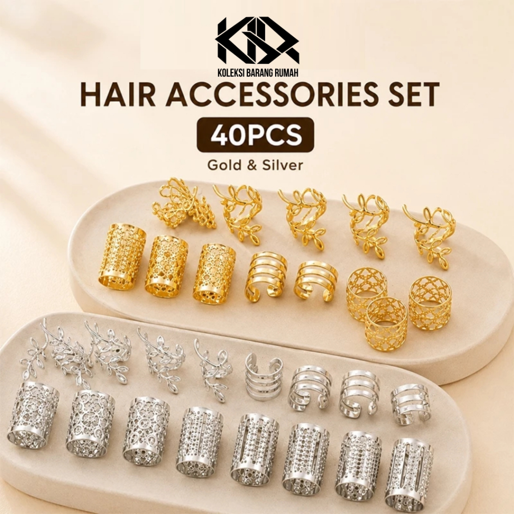 KBR 40 ชิ้นปรับลูกปัดคลิปแหวน DIY อุปกรณ์เสริมผม Braid ตกแต่งผม Braid ผม Gimbal / สร้อยคอ Divider A2