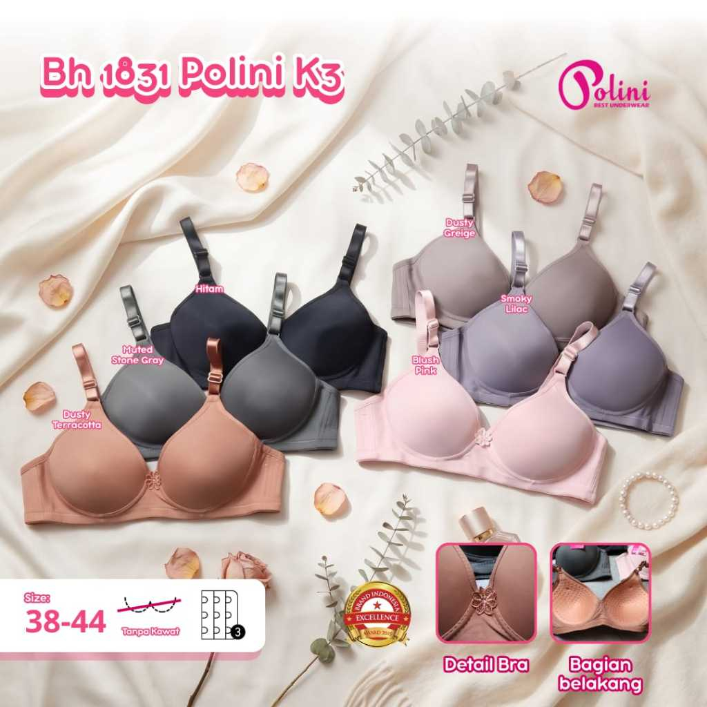 BEE Bra Polini Bh 1831 K3 ลวดฟรีขนาด 38-44 รายละเอียดกลับ Bra