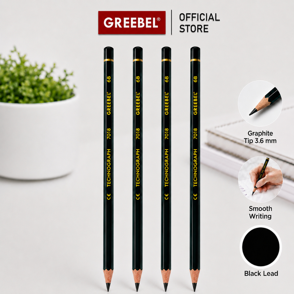 Greebel Pencil Graphite Pencil 6B 1 ชิ้น (Unit) ดินสอเขียนสอบสํานักงานโรงเรียน 7018 เกรด 6B