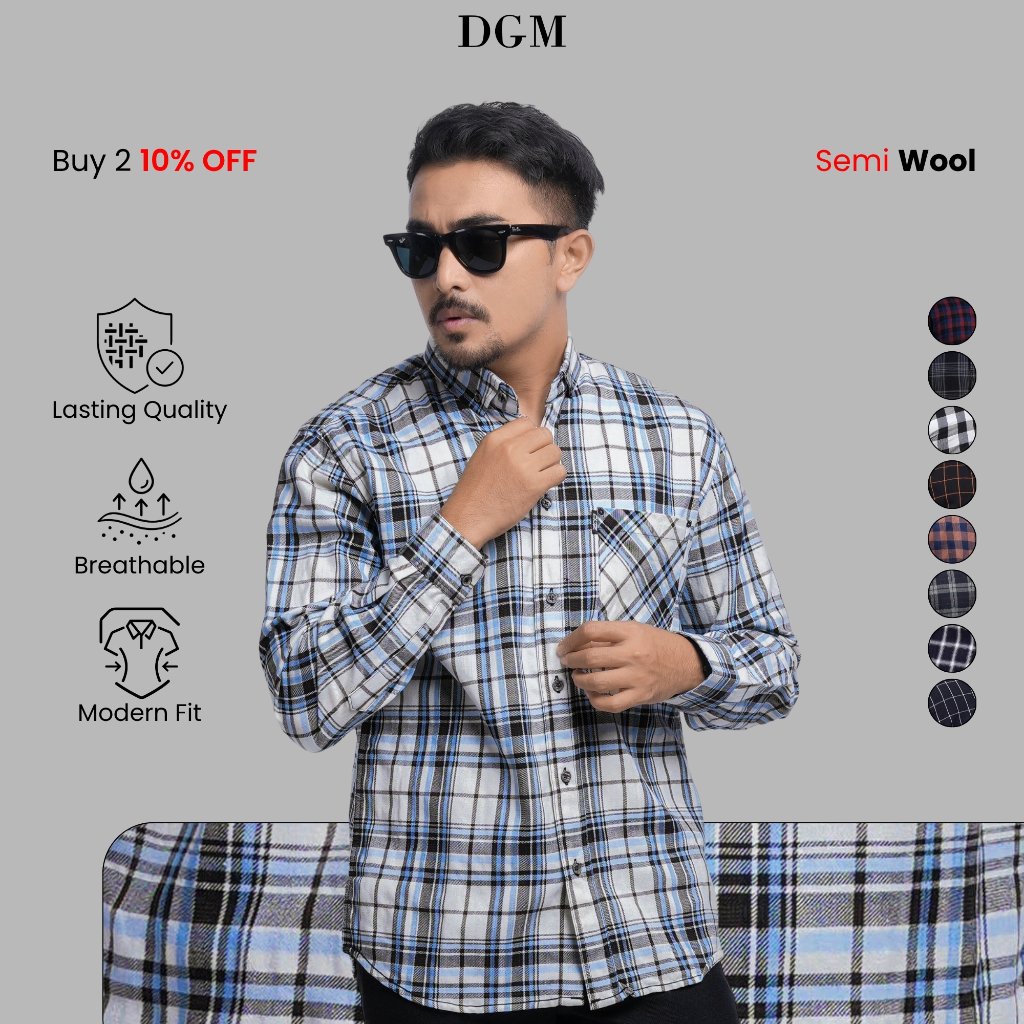 KEMEJA DGM Mens Premium Long Sleeve Flannel Shirt Mens Flannel Long Shirt Flannel Plaid Shirt Modern
