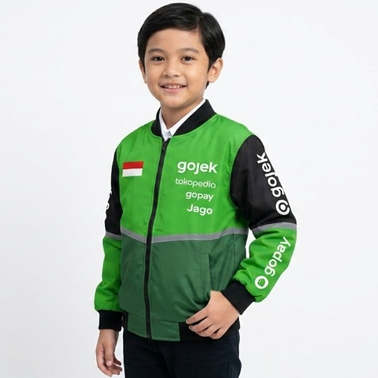 เสื้อแจ็คเก็ตเด็ก Gojek Grab, Maxim, Shopeefood Online Ojeek Driver & Courier เสื้อแจ็คเก็ตเด็ก อายุ