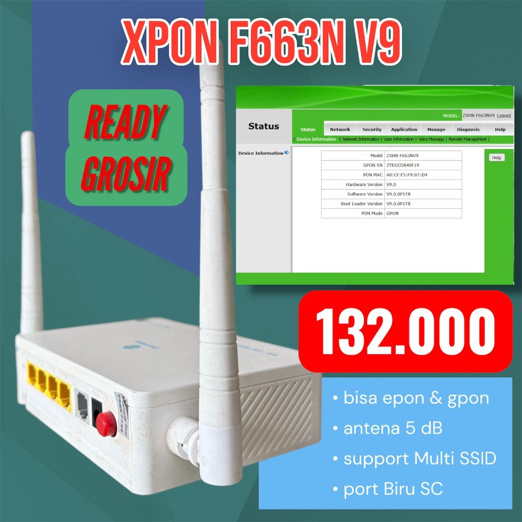 ONU XPON EPON GPON F663NV9 ZTE
