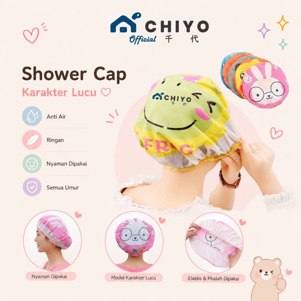 CHARACTER SHOWER CAP WATERPROOF HAIR HEAD PROTECTION CAP