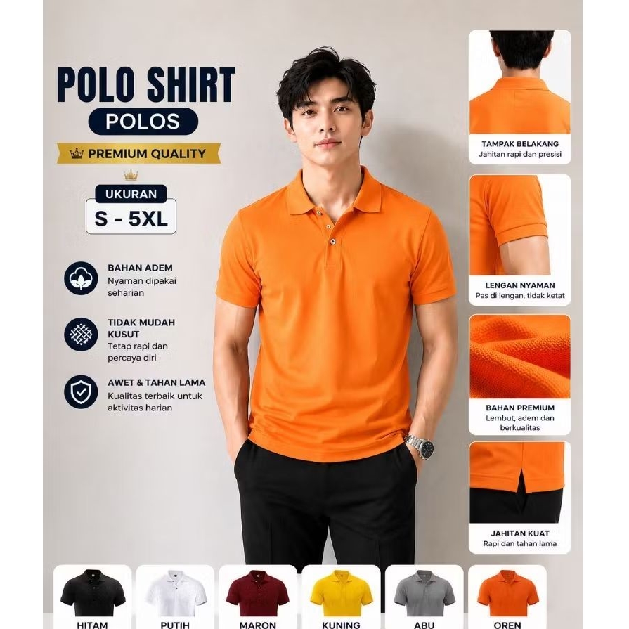 ORANGE POLO SHIRT - ORANGE PLAIN POLO - ORANGE POLO - PLAIN ORANGE POLO SHIRT