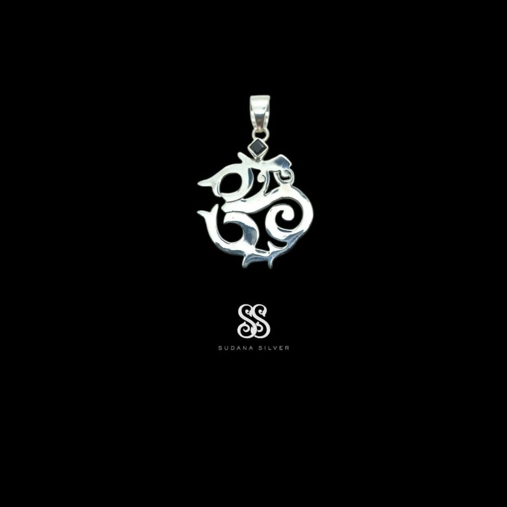 Omkara Ongkara จี้เงินหิน 925 Handmade Bali สร้อยคออุปกรณ์เสริม