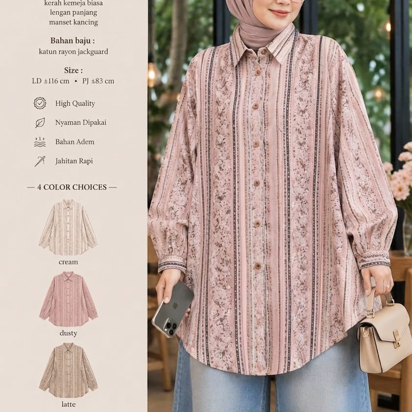 KATUN RASIKA JUMBO RAYON COTTON BLOUSE ใหม่ล่าสุด MOTIF, เสื้อแขนยาวมีฮู้ดสําหรับผู้หญิง, ไซส์ XXL