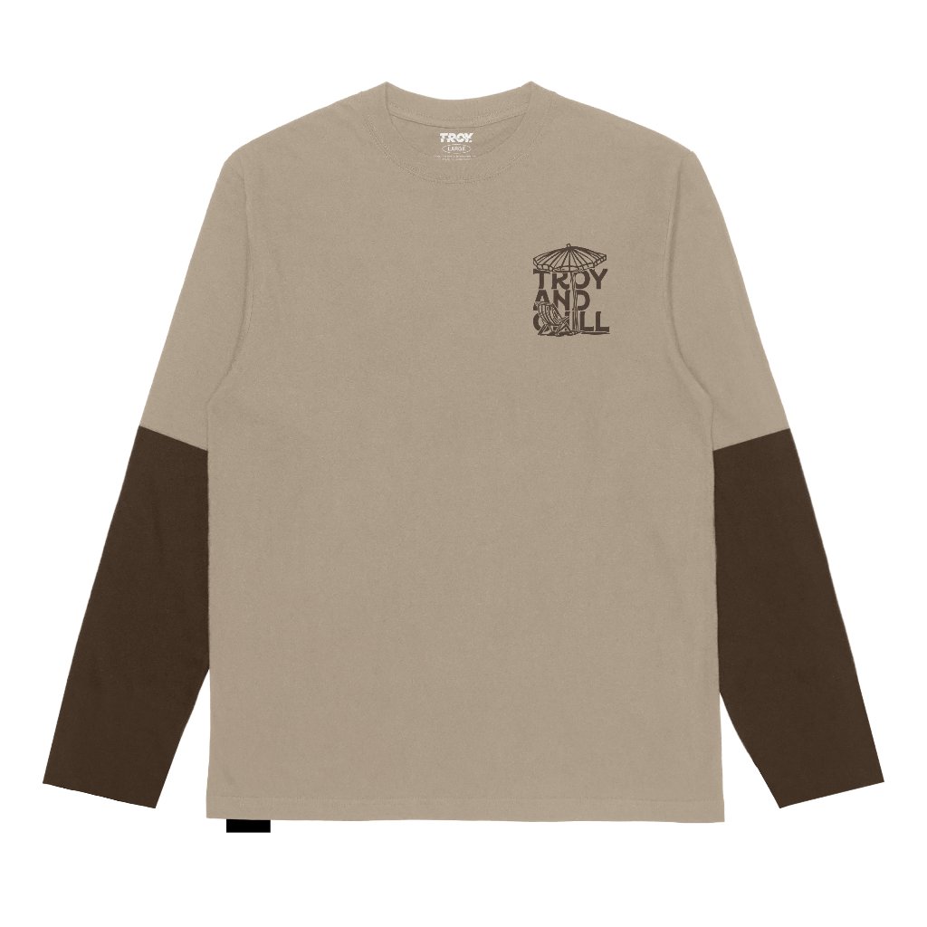 Troy Company Longsleeve Doublesleeve Beige Toffee And Chill - เสื้อยืดแขนยาว Beige Toffee DSD 3700