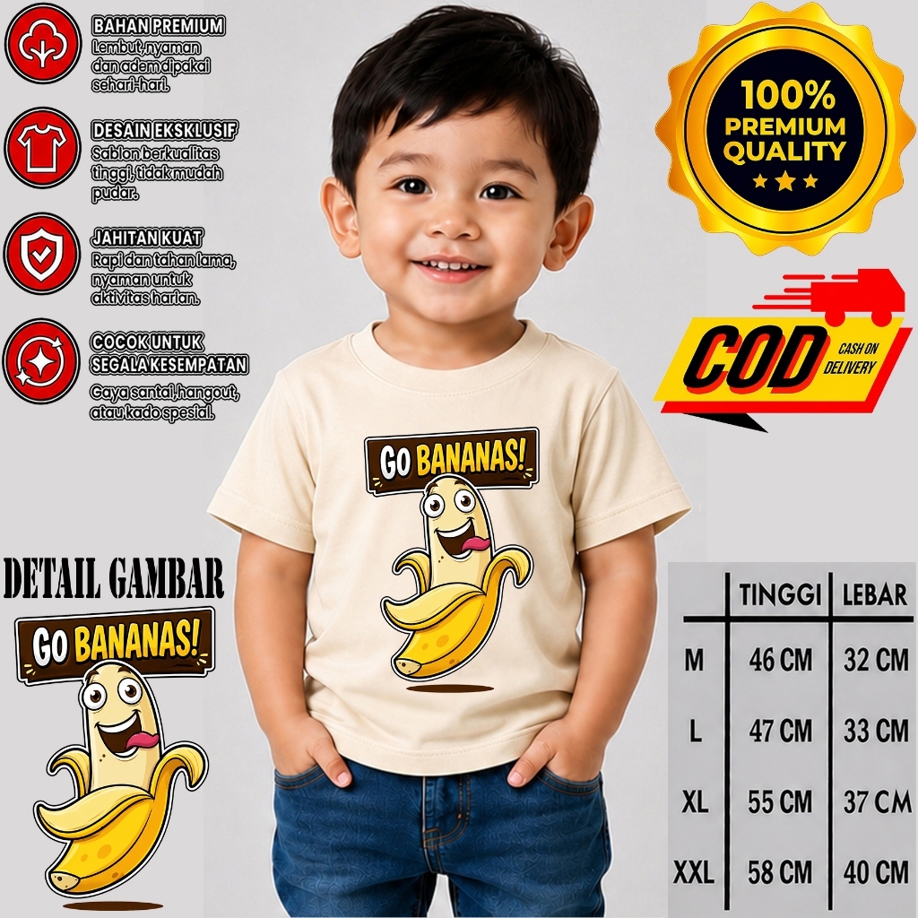 เสื้อยืด UNISEX CHILDRENS V39 Go Bananas เสื้อยืดเด็ก