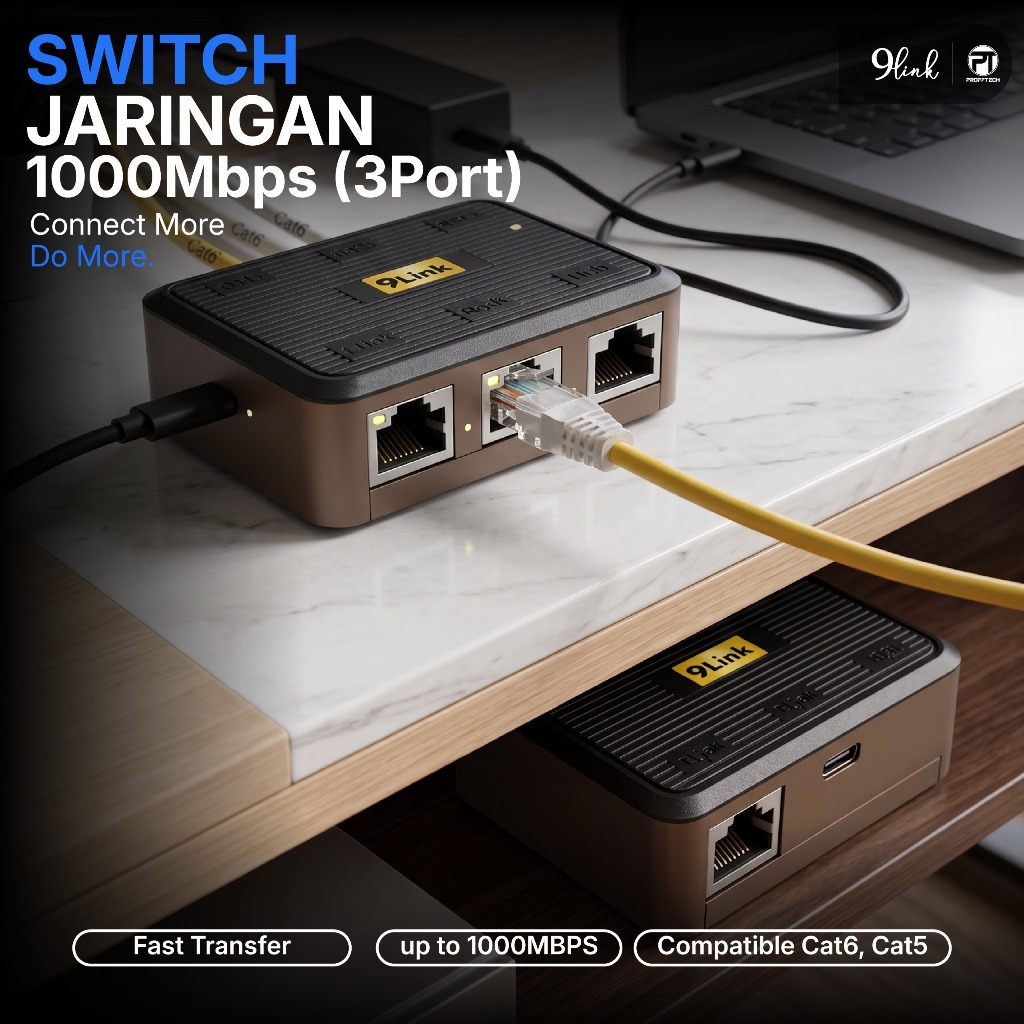 3 PORT LAN HUB SWITCH, ORIGINAL 9LINK