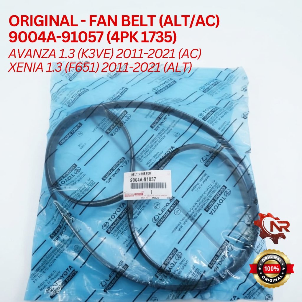 สายพานพัดลม/สายพานพัดลม Avanza/Xenia 1.3 cc 2011-2021 (ALT/AC) ORIGINAL (4PK17350/9004A-91057)