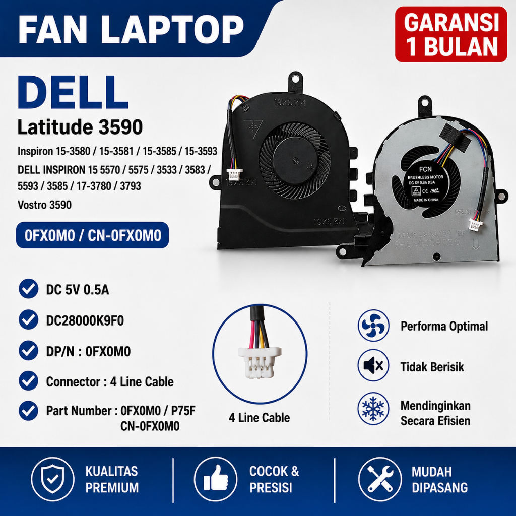 พัดลมแล็ปท็อป D*ll Latitude 3590 Inspiron 15-3580 15-3581 15-3585 15-3593 INSPIRON 15 5570 5575 3533