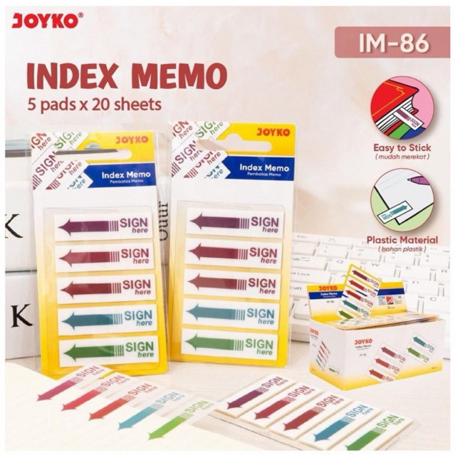 Joyko IM-86 Index Mark และ Memo Stick Sign Here / Sticky Note / Sticker Divider / Plastic Book Marke
