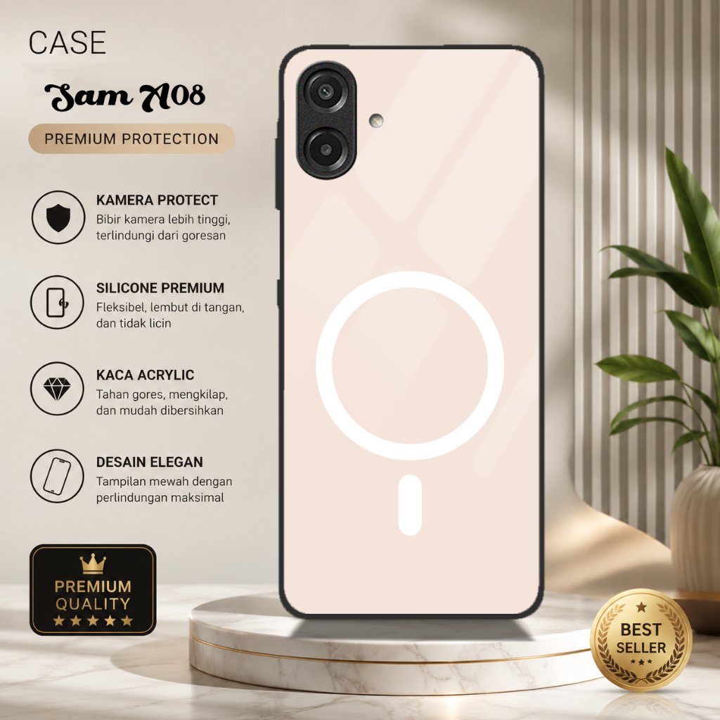 SAMSUNG เคสกระจกเคลือบเงาสําหรับSamsung A08 ซิลิโคนล่าสุดHPสําหรับSamsung A08 Softcase hpสําหรับSams