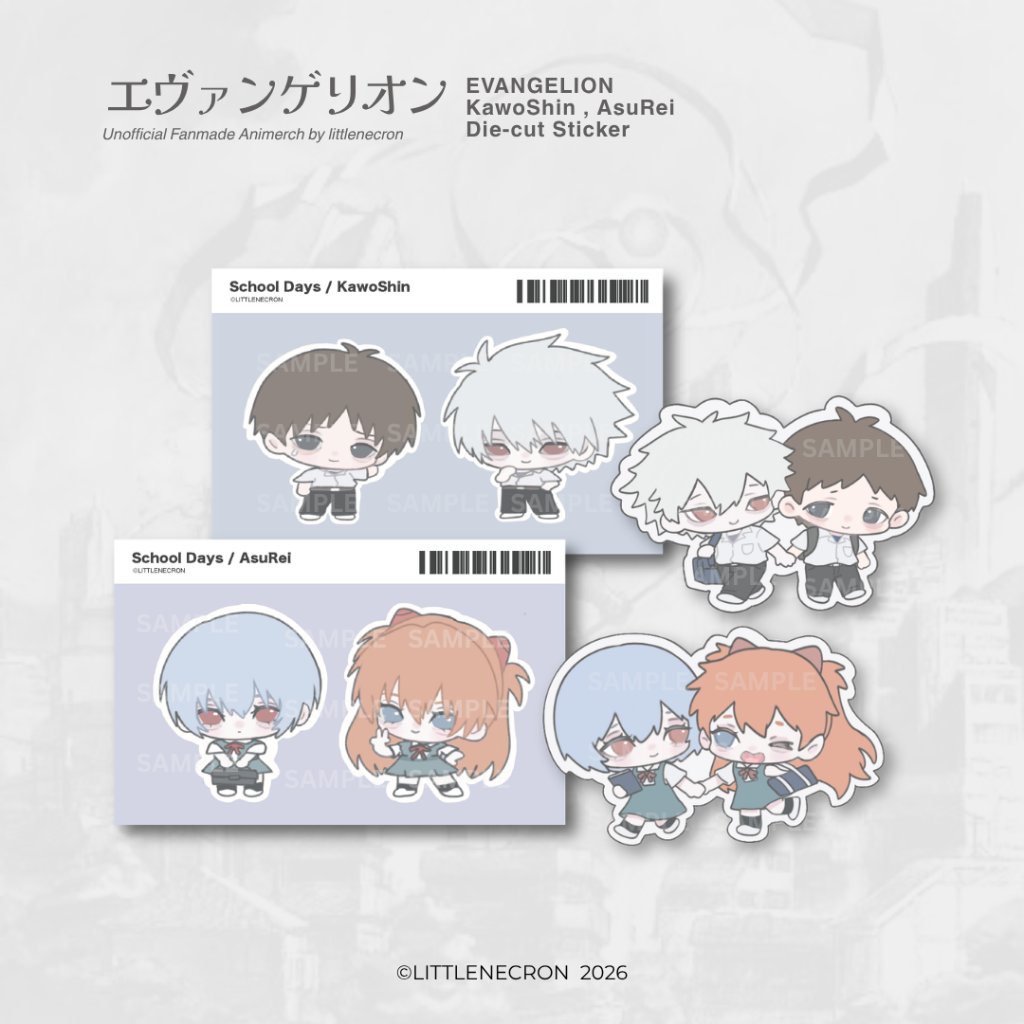 [littlenecron] EVANGELION - School Days / Diecut Sticker Sheet