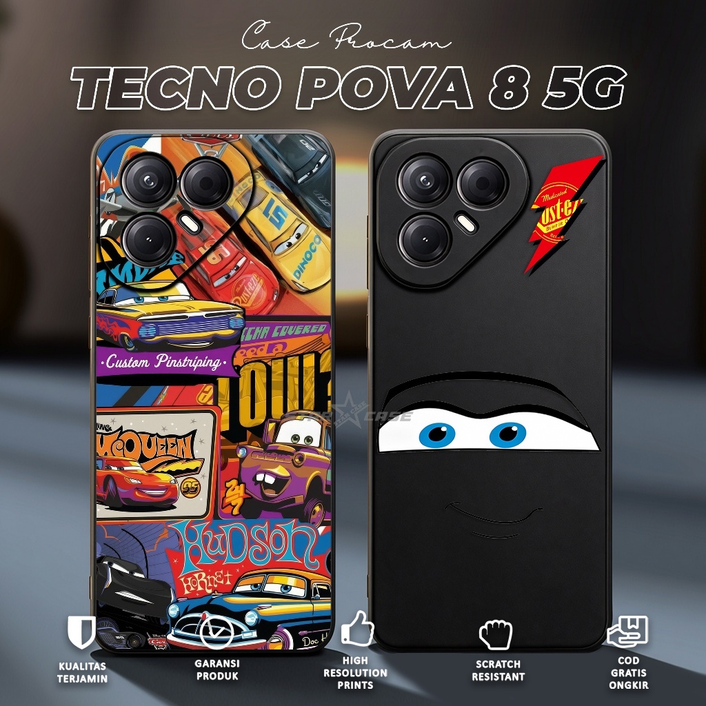CASE COMPATIBLE สําหรับ TECNO POVA 8 5G - SOFTCASE PRO CAMERA PREMIUM MATTE - CARS MOTIF - ซิลิโคนสี