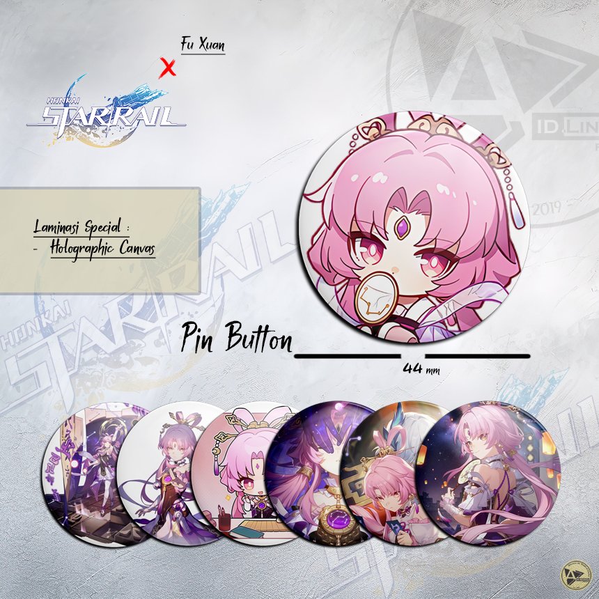 FU XUAN 44mm CHARACTER เข็มกลัดตราพิน | รางดาว HONKAI | ผ้าใบโฮโลแกรม