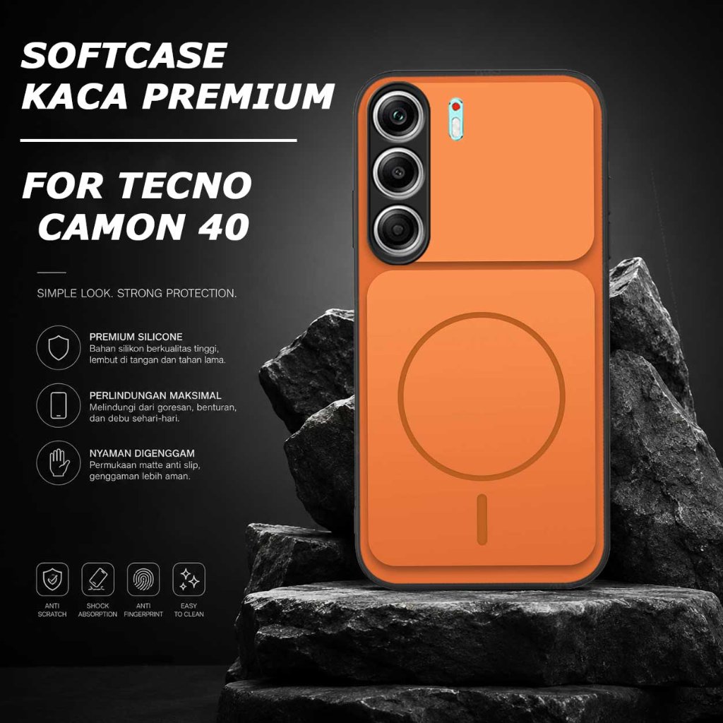 CASING สําหรับ TECNO CAMON 40 [M403] SOFTCASE GLASS GLOSSY GLASS สําหรับ TECNO CAMON 40 MAGSAFE MOTI
