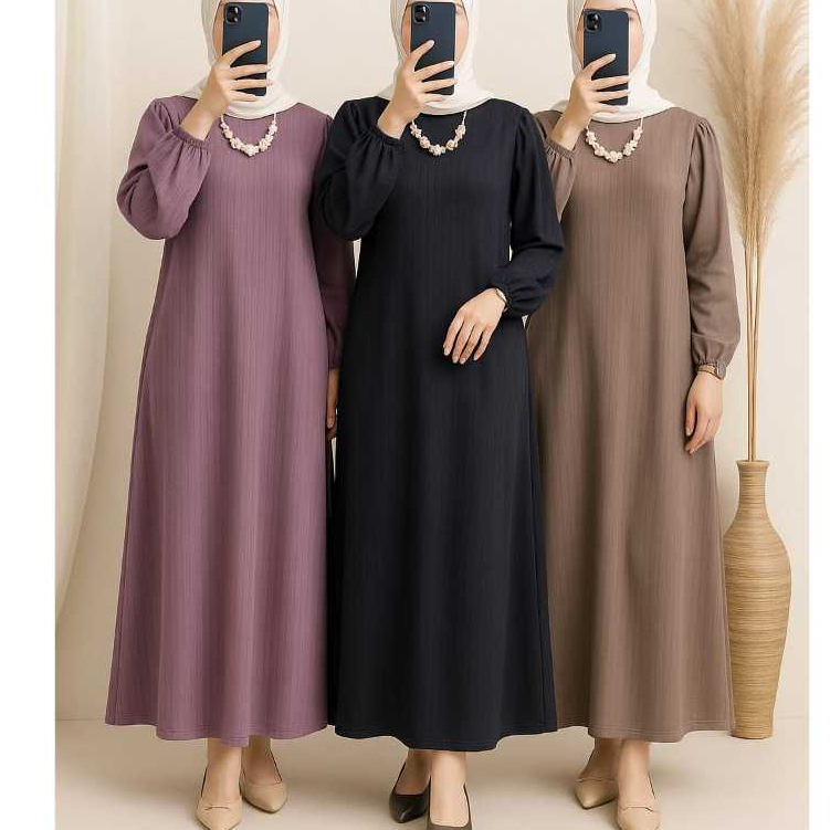Soraya Dress with Hand Ruffles, Knit Condru, Muslimah Dress