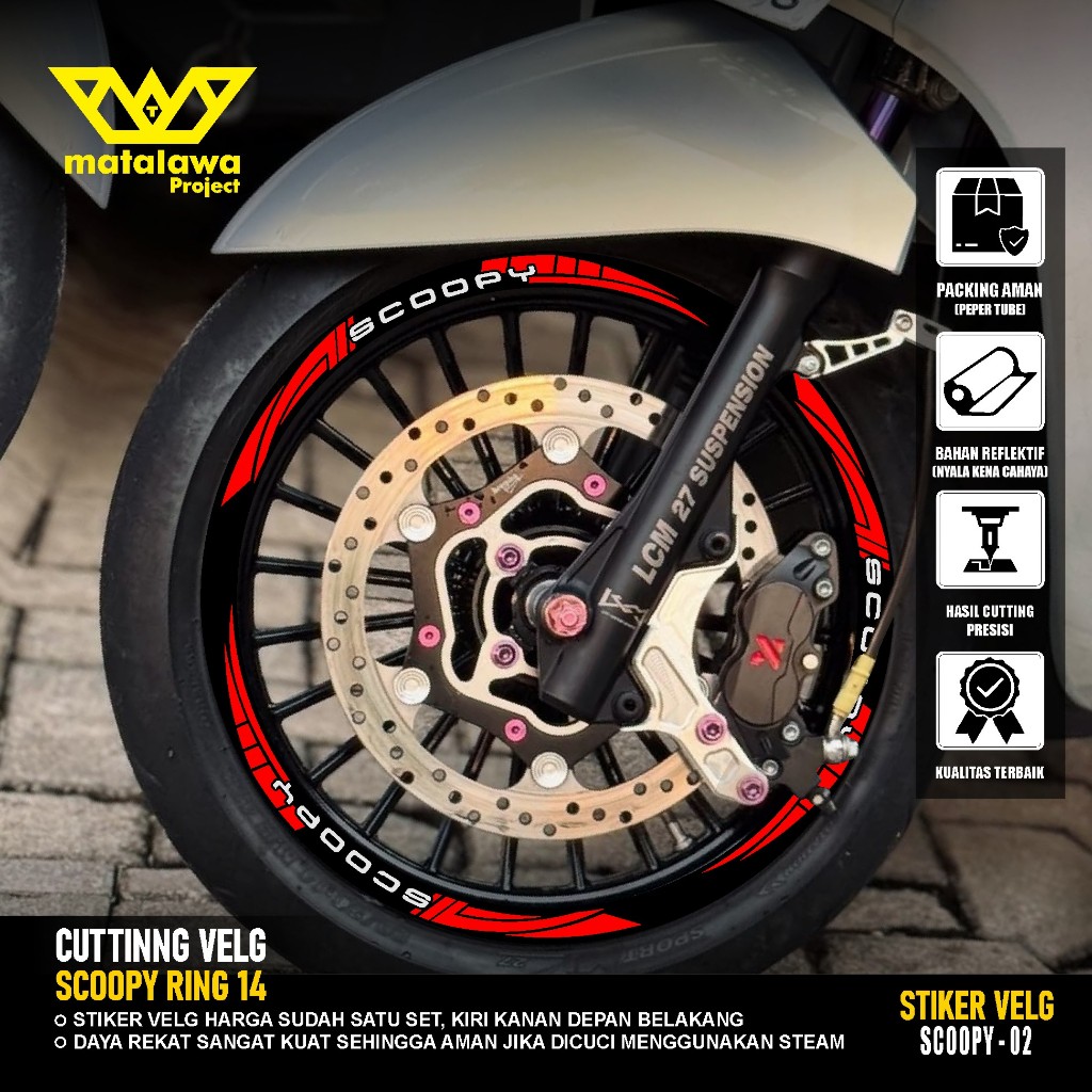 Honda Scoopy Motorcycle Rim Cutting Sticker Ring 14 2010 2016 Rim Variation Strip Sticker 02