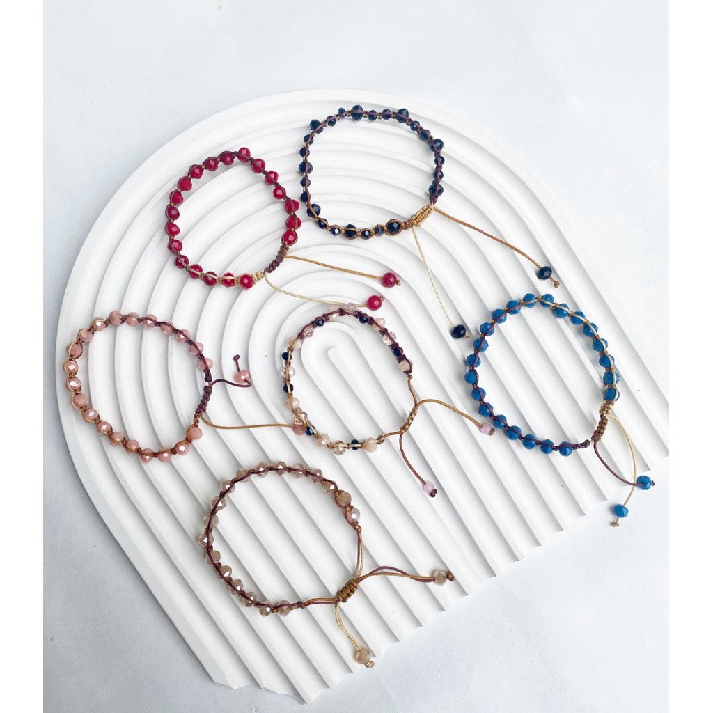 CZECH CRYSTAL DRAWSTRING BRACELET CZECH CRYSTAL MACRAME BRACELET