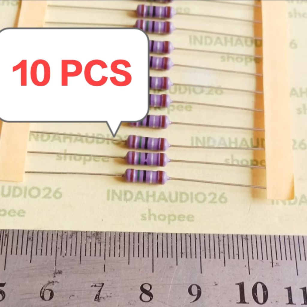 UNGU 10 ชิ้นสีม่วง 1R5 1/2W 1% ทองแดงฟุตตัวต้านทาน 1.5 r 1/2 วัตต์ 1.5 โอห์ม 1/2 วัตต์ 1 เปอร์เซ็นต์