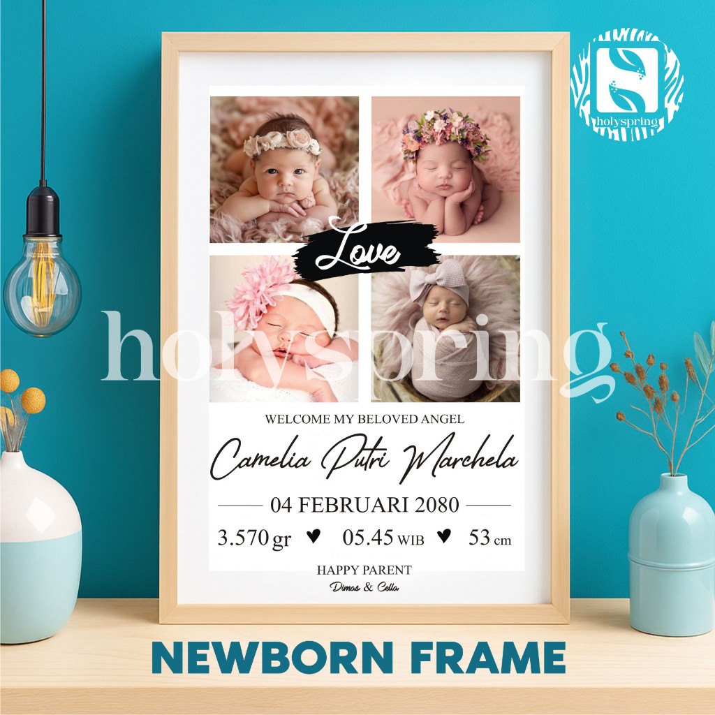Baby Biodata frame PRINT + FRAME 30x40 12r frame ทารกแรกเกิด hinespring design 01