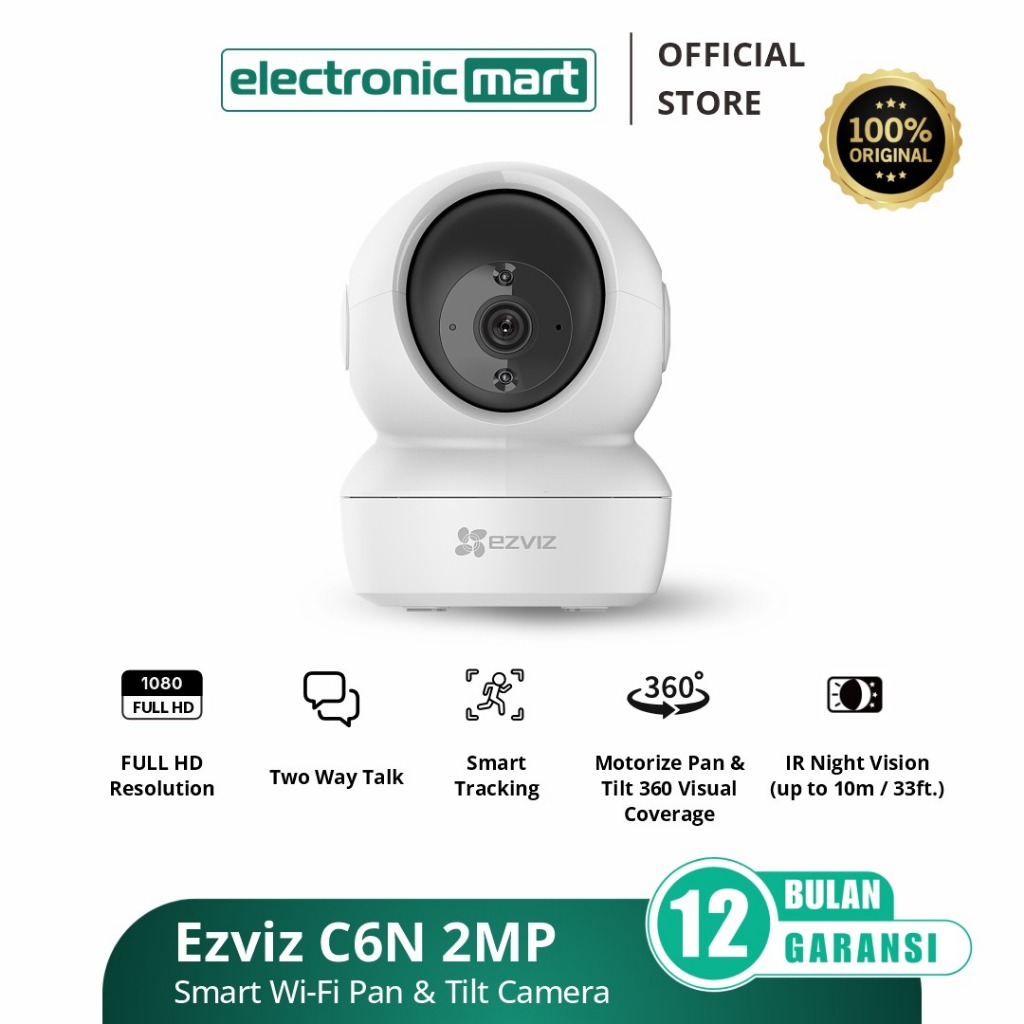 Ezviz C6N กล้องอัจฉริยะ Wifi Pan Tilt 1080p การรับประกันอย่างเป็นทางการ