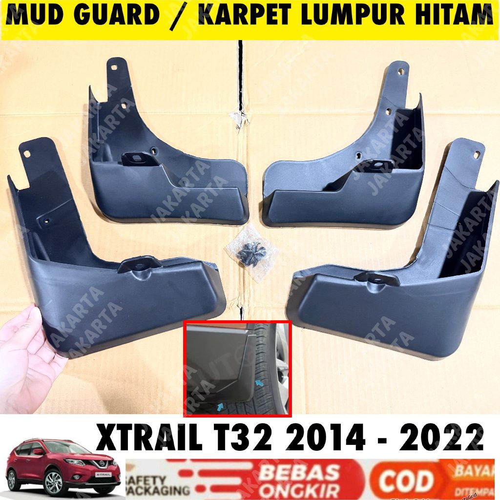 กันโคลน Grand New Xtrail T32 2014 2016 2018 2020 2022 พรมโคลนสีดํา