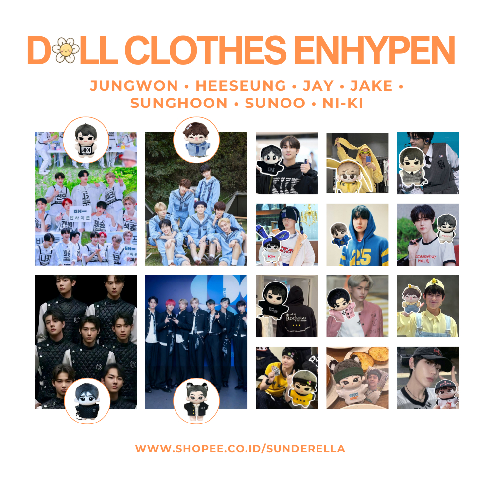 ENHYPEN ตุ๊กตาเสื้อผ้า JUNGWON HESEUNG JAY JAKE SUNGHOON SUNOO NI-KI Kpop Idol ตุ๊กตาเสื้อผ้า [10 ซม