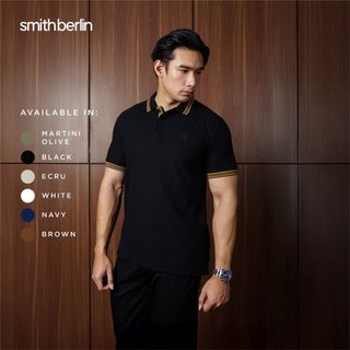 Smith Berlin Kaos Polo Pria Lengan Pendek Pierre Slim Fit Katun Premium Kaos Polo Kerah Motif Nyaman