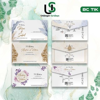 Undangan Surabaya Undangan Pernikahan Brief Card Bentuk Semi Amplop Elegan Rustic