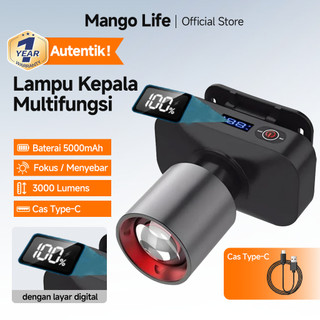 Senter Kepala Cahaya Maksimal Plus RechargePro dengan USB Fokus & Penyebaran Zoom 1000Lumen