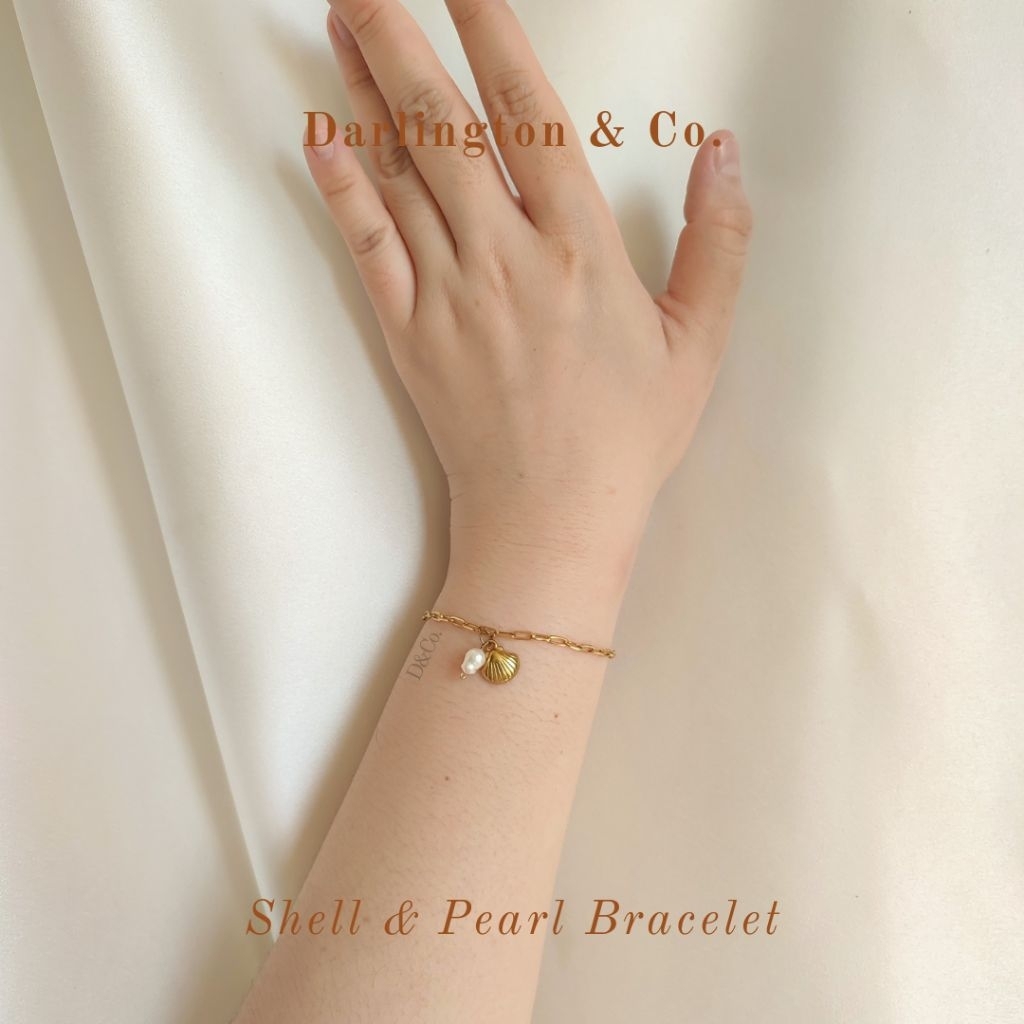 Darlington & Co.- SHELL & PEARL Bracelet / PEARL Bracelet / Stainless Steel Bracelet / Friendship Br