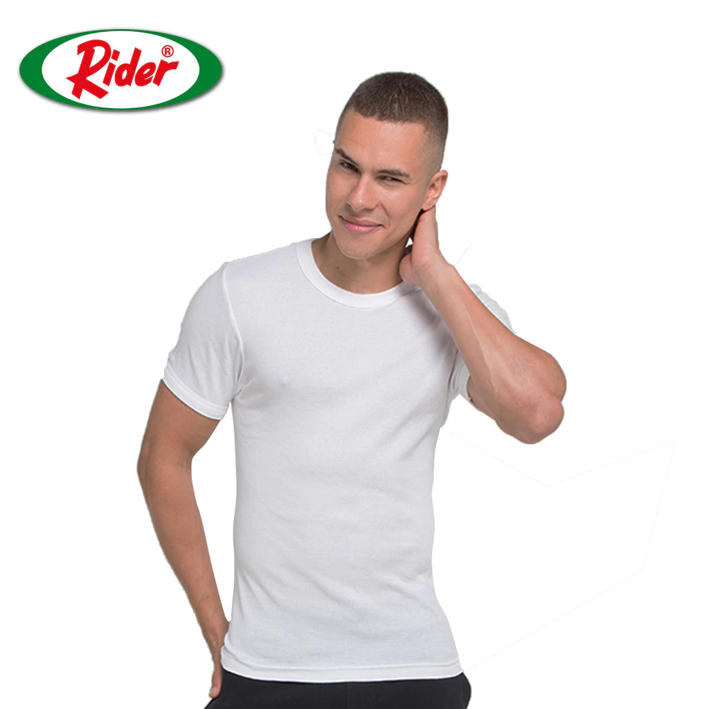 ( 3 ชิ้น ) Oblong Rider WHITE O-Neck Art. R 223B Sizes M, L, XL, XXL | เสื้อผ้าผู้ชาย เสื้อยืด | โอล