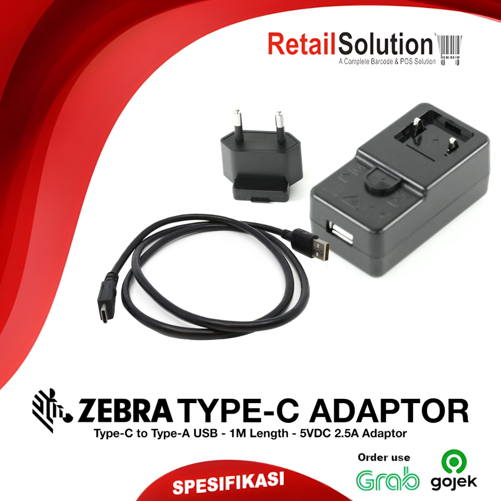 อะแดปเตอร์ชาร์จ Type A เป็น Type C ดั้งเดิม - Zebra PWR-WUA5V12W0EU 5V 2.5A