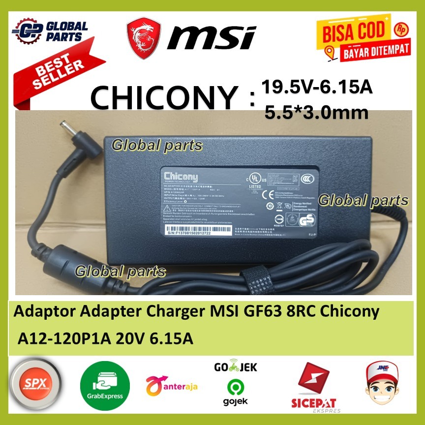 MSI GF63 8RC Chicony A12-120P1A 19.5V 6.15A อะแดปเตอร์ชาร์จ
