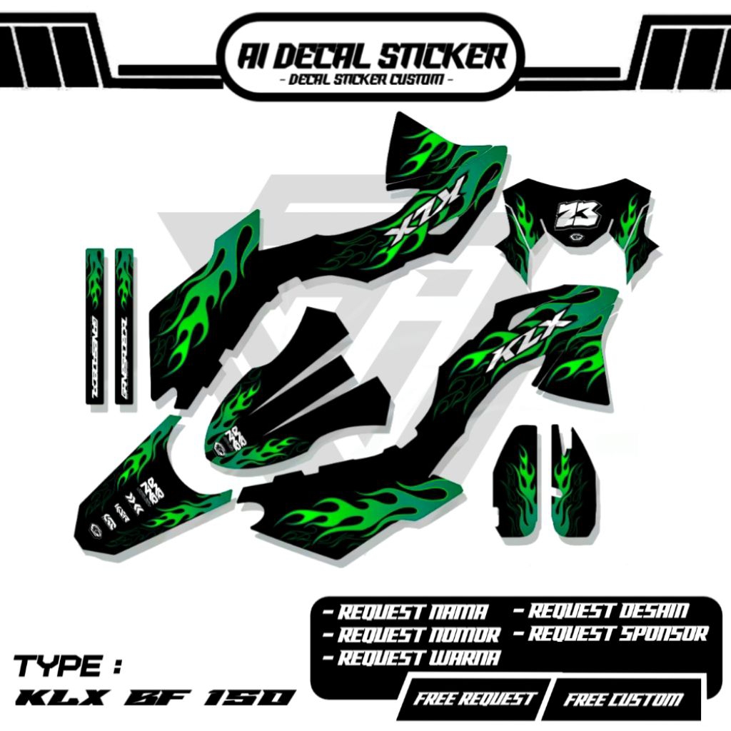 สติ๊กเกอร์ DECAL KLX BF 150 FULL BODY FREE REQUEST ฟรีออกแบบที่กําหนดเอง