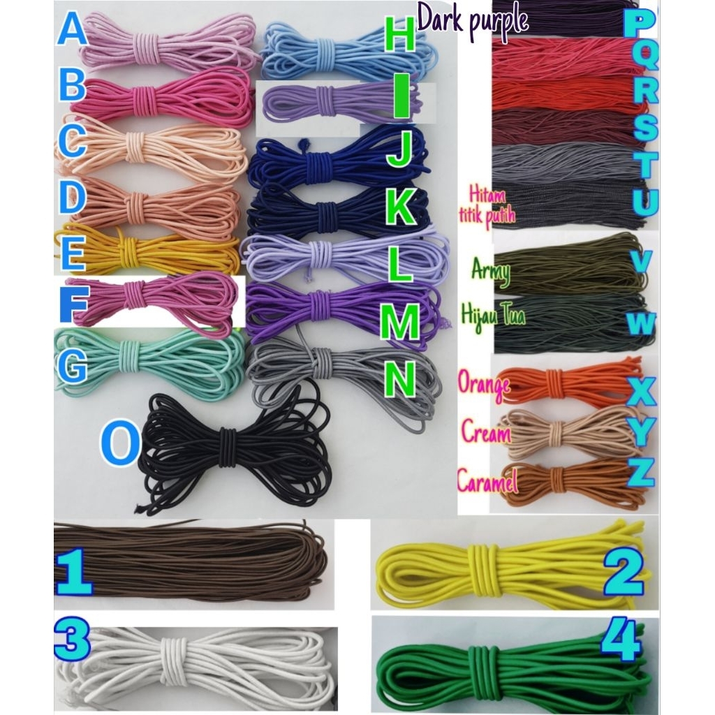 เชือกยางยืดสีธรรมดา 2.5mm 3mm - ต่อ 5 เมตร / เชือกหน้ากากยางยืด Paracord