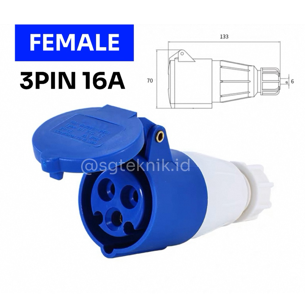 หญิง INDUSTRAIAL GENSET PLUG SOCKET PLUG 3PIN 16A