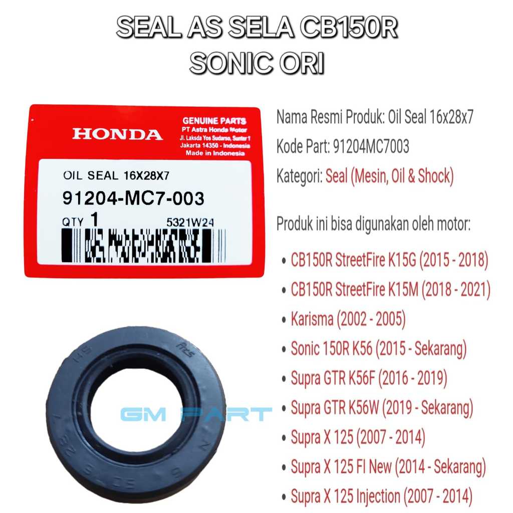 ซีลโซนิค CB150R ดั้งเดิม 91204-MC7-003