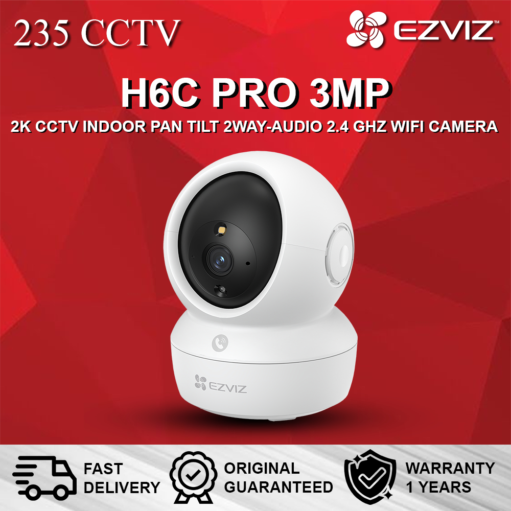EZVIZ H6C 3MP PRO 2K แพนเอียง 360° กล้อง Wifi ภายในอาคาร 2-Way Audio H.265 2.4GHz