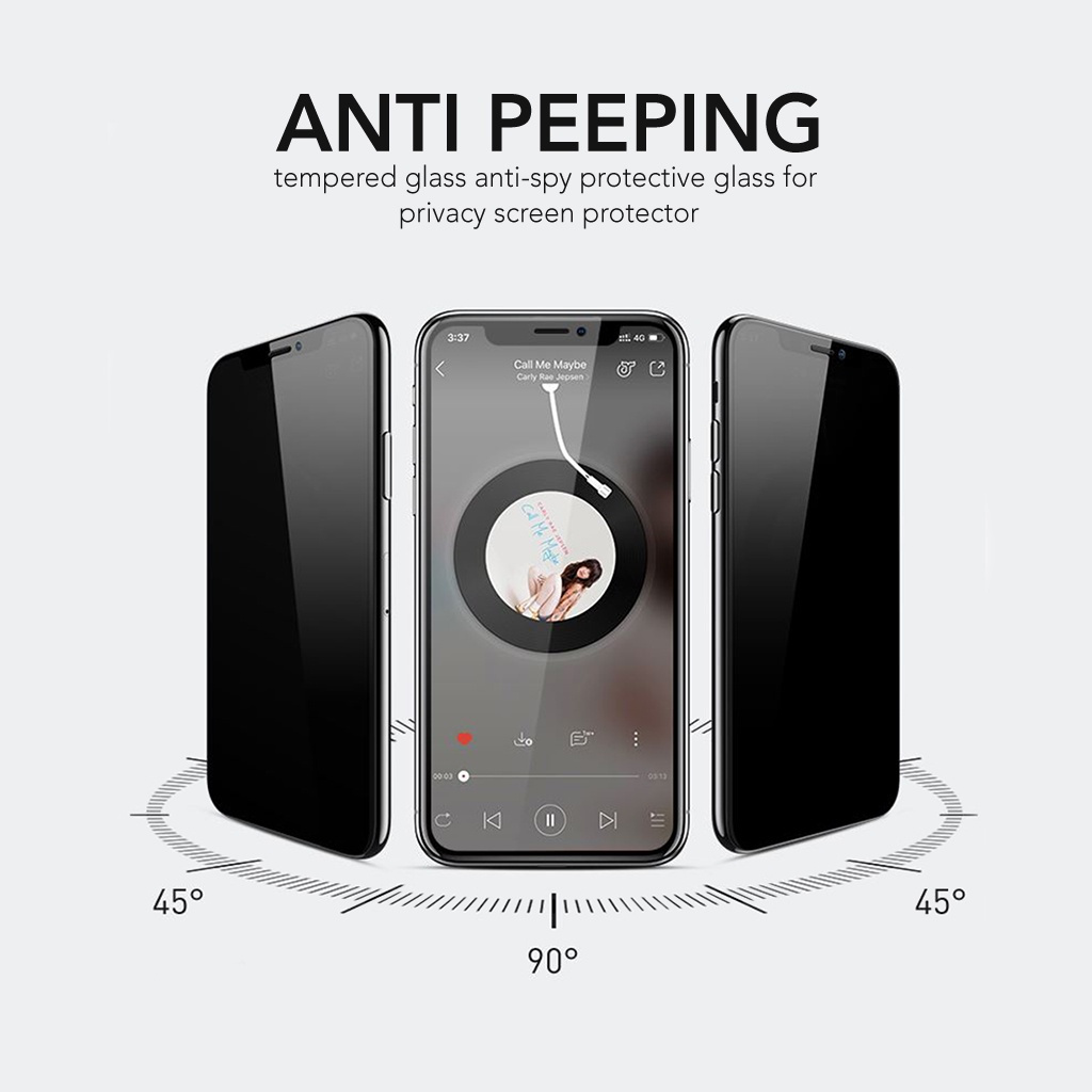 PREMIUM TG Anti Spy STATIC กระจกนิรภัย SAMSUNG A07 A17 A27 A37 A57 A06 A16 A26 A56 PRIVACY สีดํา