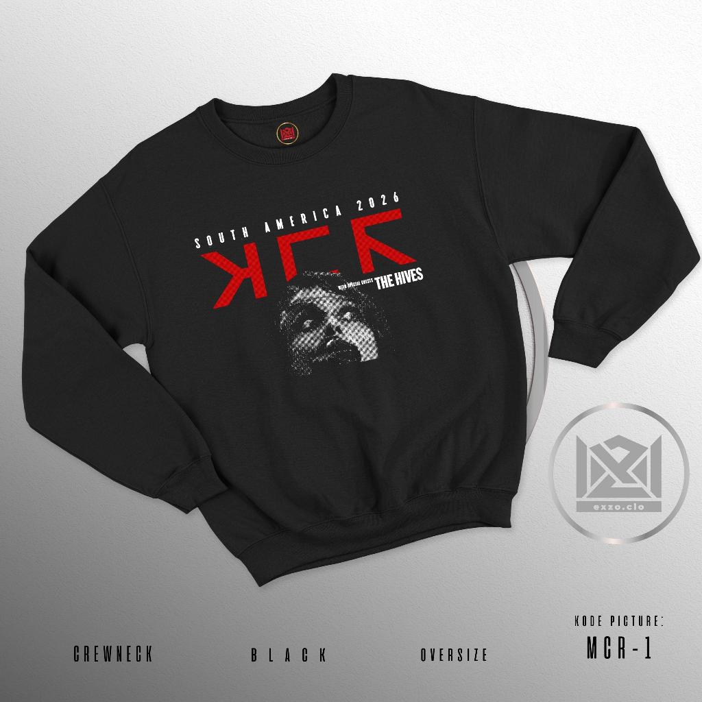 KATUN EXZO คอกลม MYCHEMICAL ROMANCE สีดํา OVERSIZE คอตตอนฟลีซ24s MCR SWEATSHIRT UNISEX