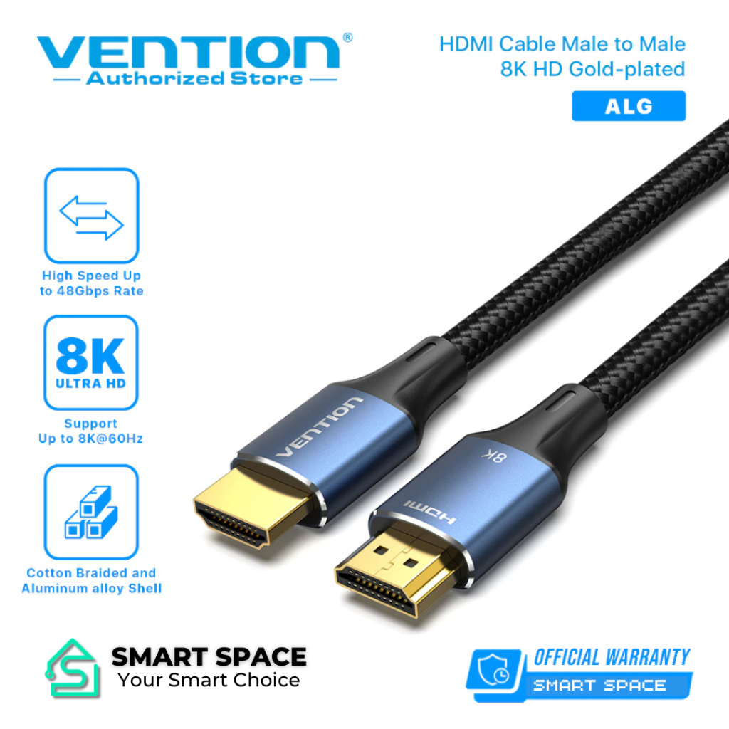 Vention สายถัก HDMI 2.1 Male to Male 8K 4k 2K 1080P 144hz คุณภาพระดับพรีเมียม