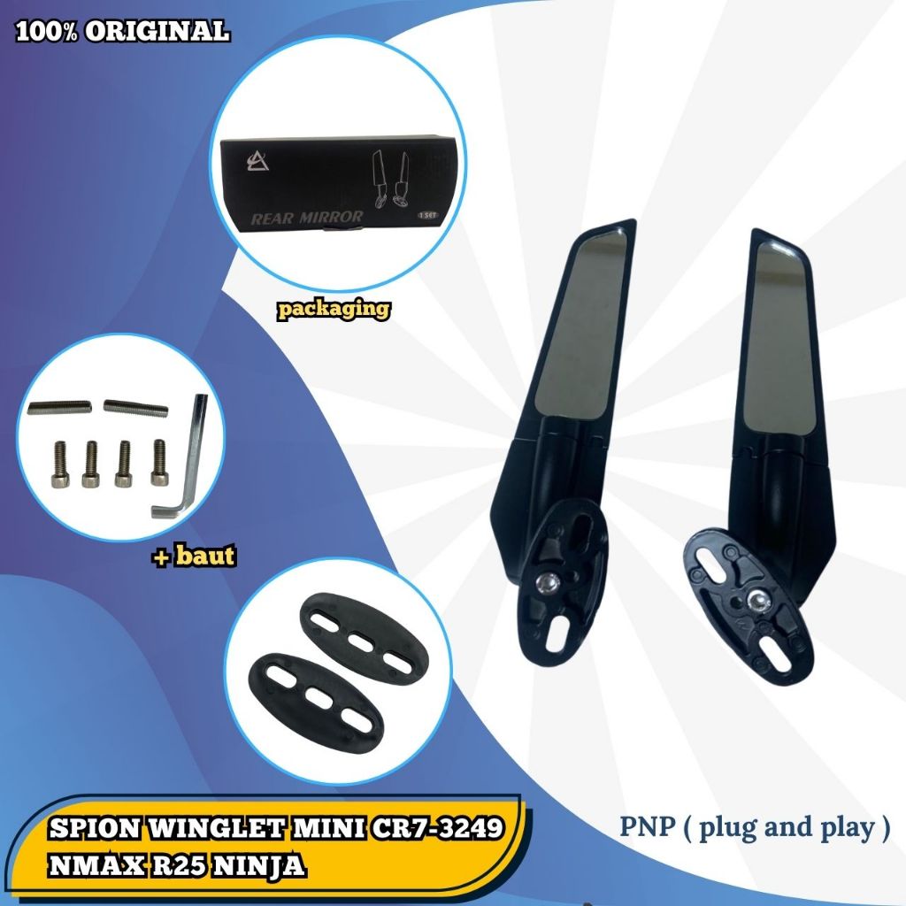 Mini Winglet Mirror Cr7 - 3249 Nmax r25 Ninja Black