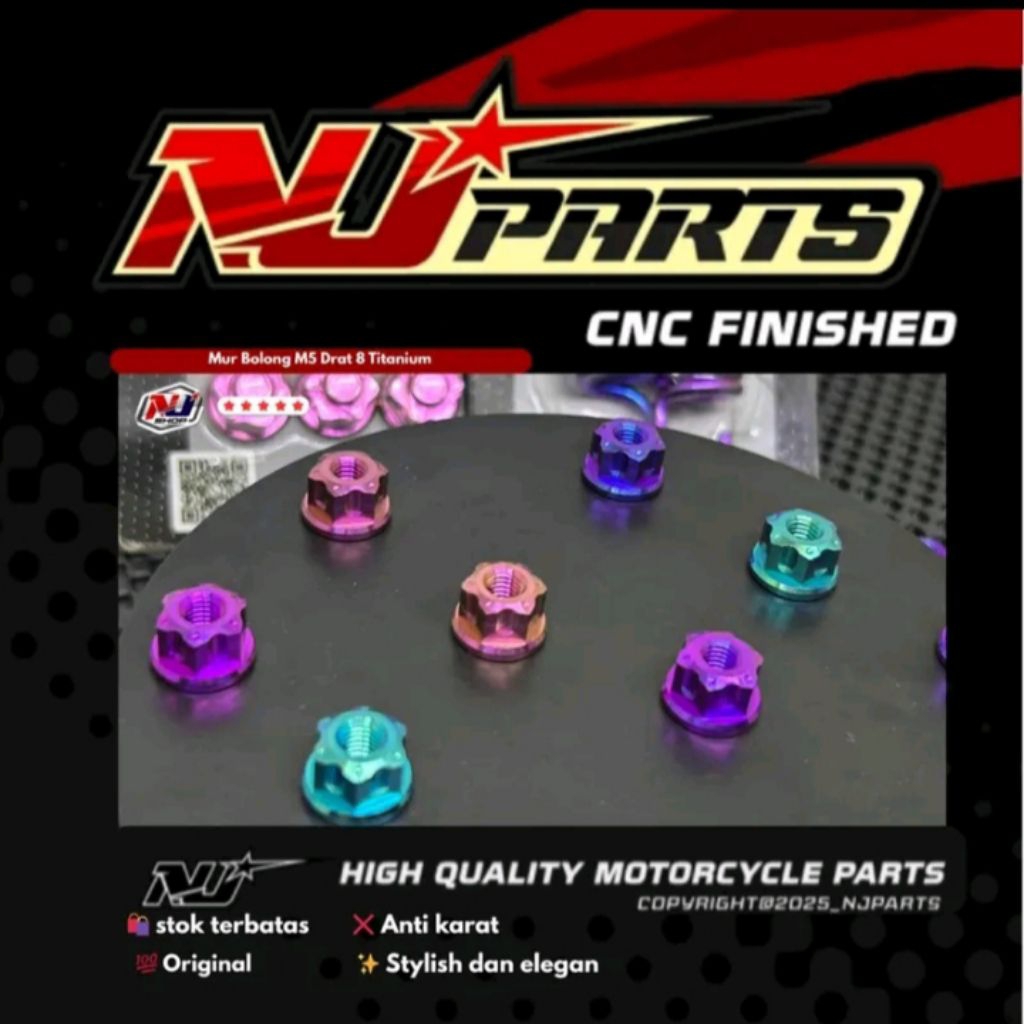 M5 เกลียว 8 น็อตรูไทเทเนียม ราคาหน่วย [1 น็อต] M5 เกลียว 8 น็อตเดิมไทเทเนียม 100% มอเตอร์ไซค์มีสไตล์