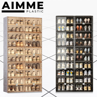 AIMME PLASTIC - Rak Sepatu 5 Tingkat / Rak Sepatu 5 Susun Kapasitas 40 Pasang - Lemari Sendal dan Sepatu Lipat Putih/Hitam
