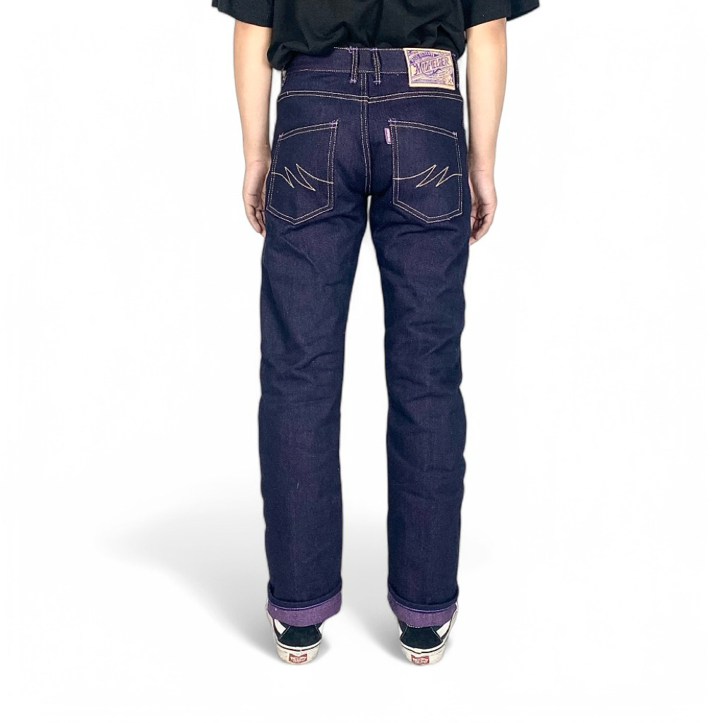 Midfielder Denimstore - กางเกงยีนส์ผู้ชาย wft x สีม่วง 16oz prudent slim straight